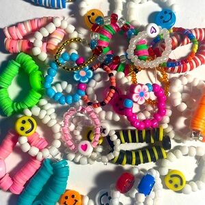 10 Pc Random Beaded Rings